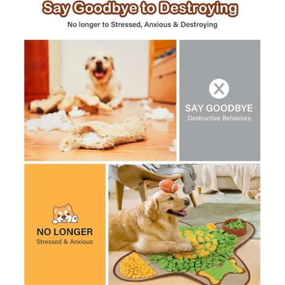 Snuffle Mat for Dogs Large Breed, Interactive Puzzle Dog Food Mat, 28.3x28.3" - Picture 4 of 6